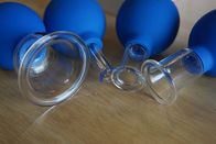 I 4 pc che blu le tazze stabilite foggianti a coppa di terapia di vuoto di vetro infornano il massaggio tradizionale cinese foggiante a coppa dei corredi riducono le linee sottili