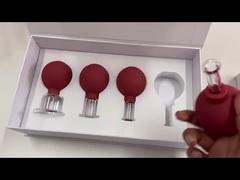 4 ventose in vetro con bulbo in gomma/set di coppette in vetro con aspirazione in gomma/set di coppette sottovuoto in gomma